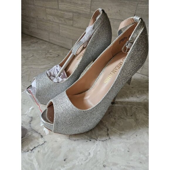 DREAM PAIRS Swan 10 Silver Glitter High Heel Platform Dress Pumps Size 6 - Picture 6 of 15